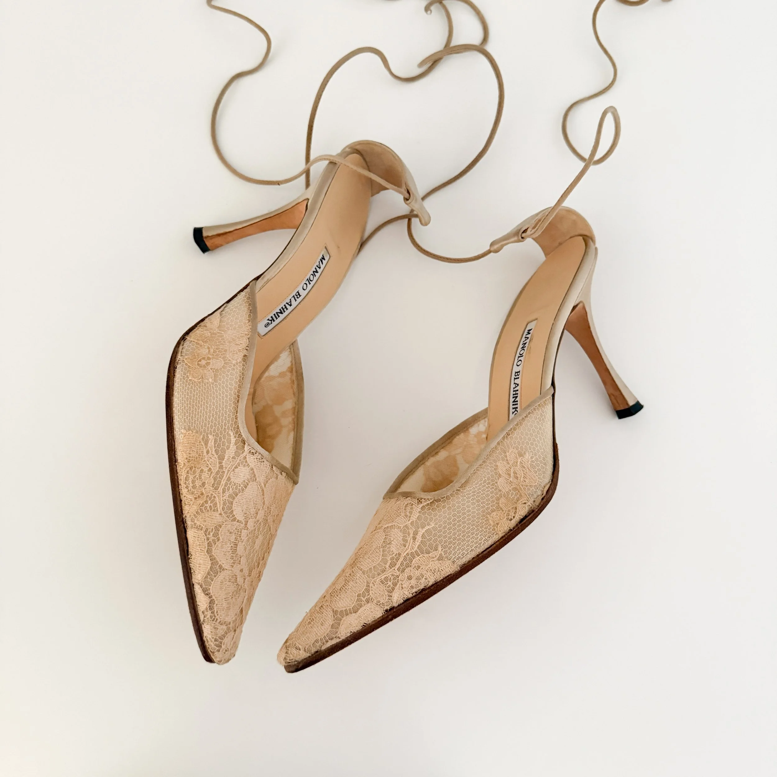 Prada Vintage Iconic Beige Suede Eyelet Heels (US 7 / IT 37